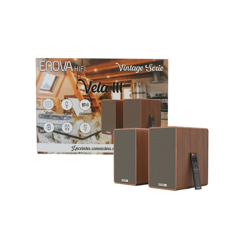 Altavoces multimedia de 2 vías Enova Hifi, 2 x 50 W de potencia RMS, Bluetooth, RCA analógica, entradas óptica, USB, HDMI ARC, archivo MP3