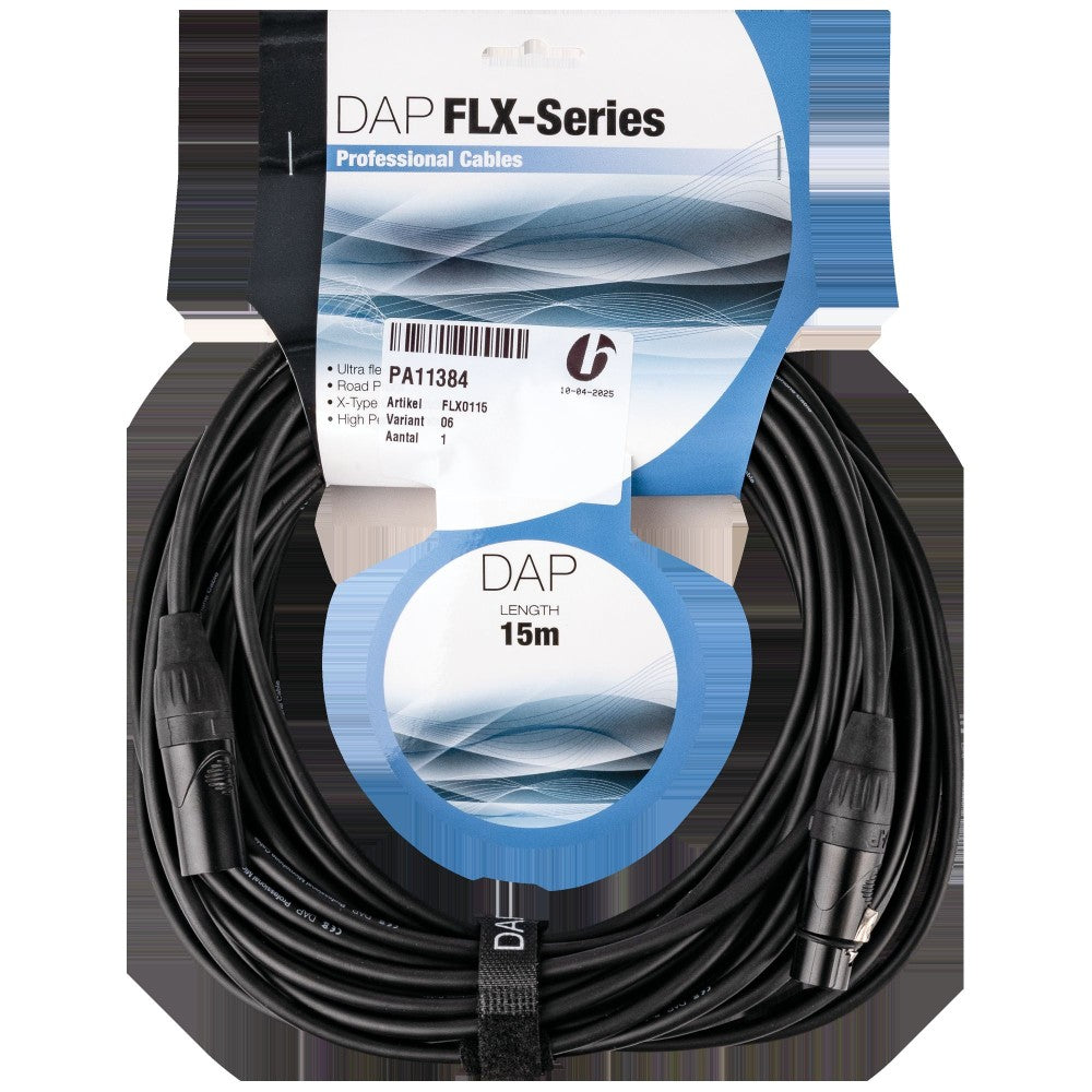 DAP FLX01 - Cable balanceado XLR/M de 3 pines a XLR/H de 3 pines, tipo X, 15 m