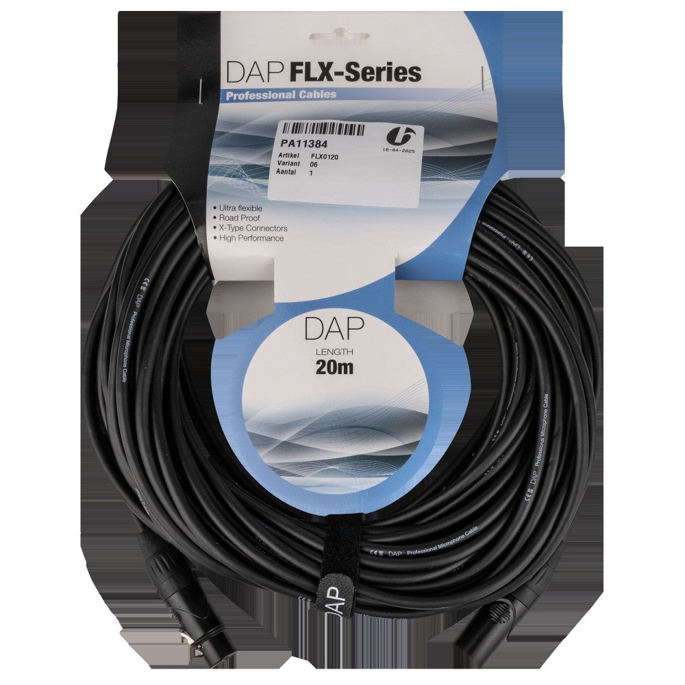 DAP FLX01- bal. XLR/M 3P to XLR/F 3P X-type 20 m