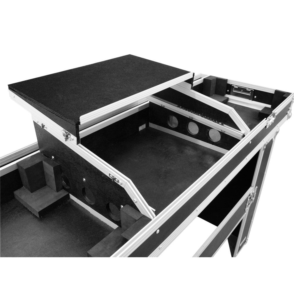 ROADINGER Flightcase para 2 giradiscos y mezclador con estante deslizante