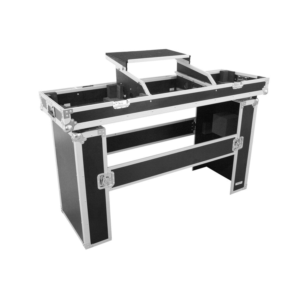 ROADINGER Flightcase para 2 giradiscos y mezclador con estante deslizante
