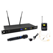 RADIOMIC. 2-CH HELVIA VERBA-202 A2 UHF TRUE DIVERSITY 2 TX TASCABILI HEADSET E LAVALIER 626-668MHz