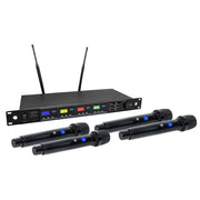 RADIOMIC. 4-CH HELVIA VERBA-401 A2 UHF TRUE DIVERSITY 4 MIC A MANO 626-668MHz