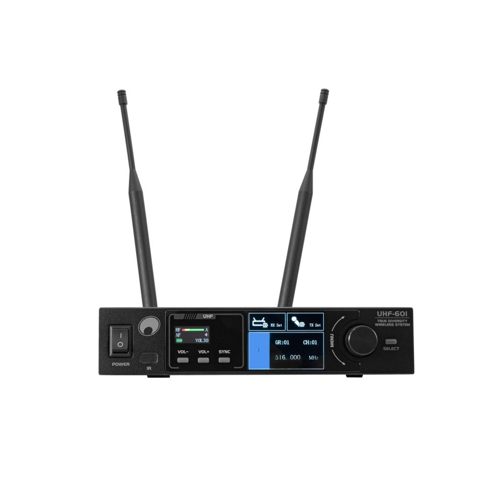 Sistema de micrófono inalámbrico OMNITRONIC UHF-601 de 1 canal 823-832/863-865 MHz