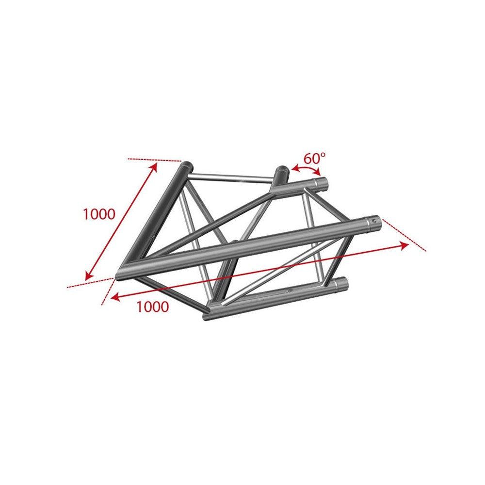 Contestage Aluminum triangular truss, 290 mm, angle 60°, 2 directions, 100 x 100 cm, white