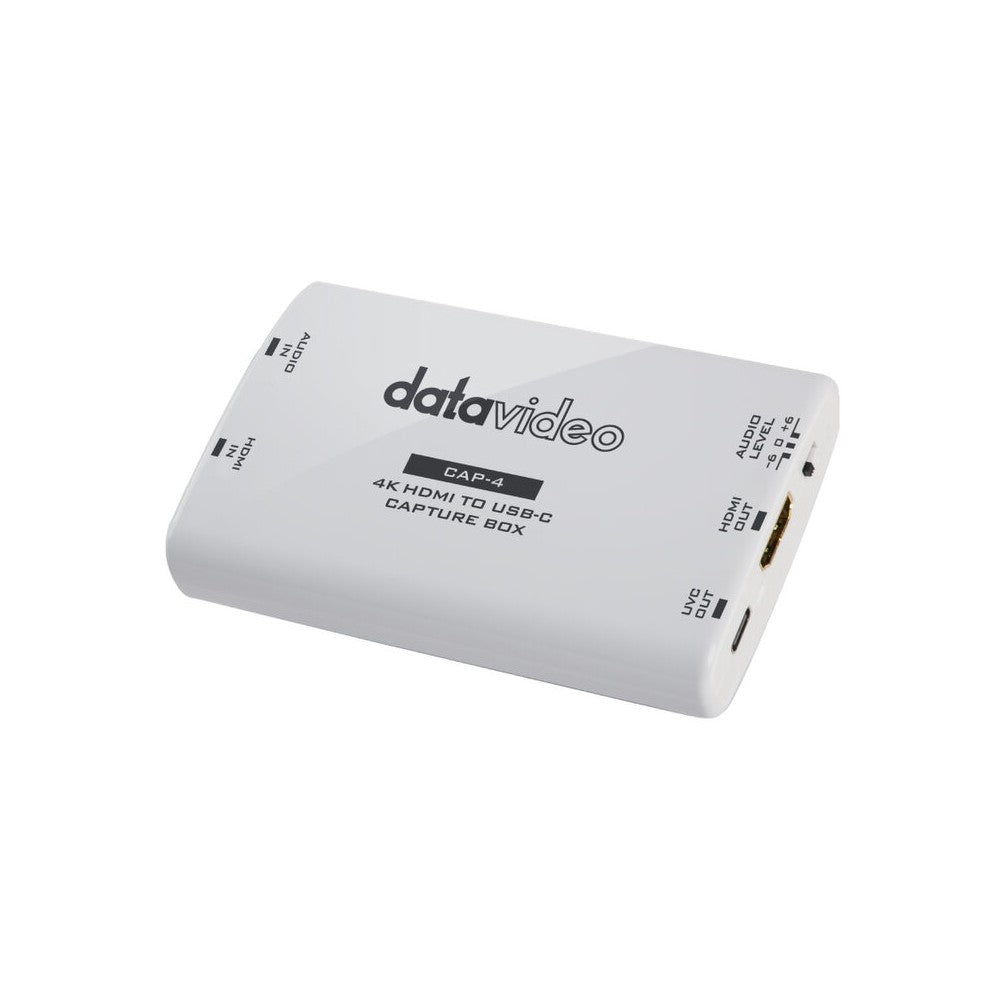 Datavideo 4K HDMI to USB (UVC) capture (input) device, 4K 60p and HD 120p support, USB-C 3.2 Gen 2 connectivity