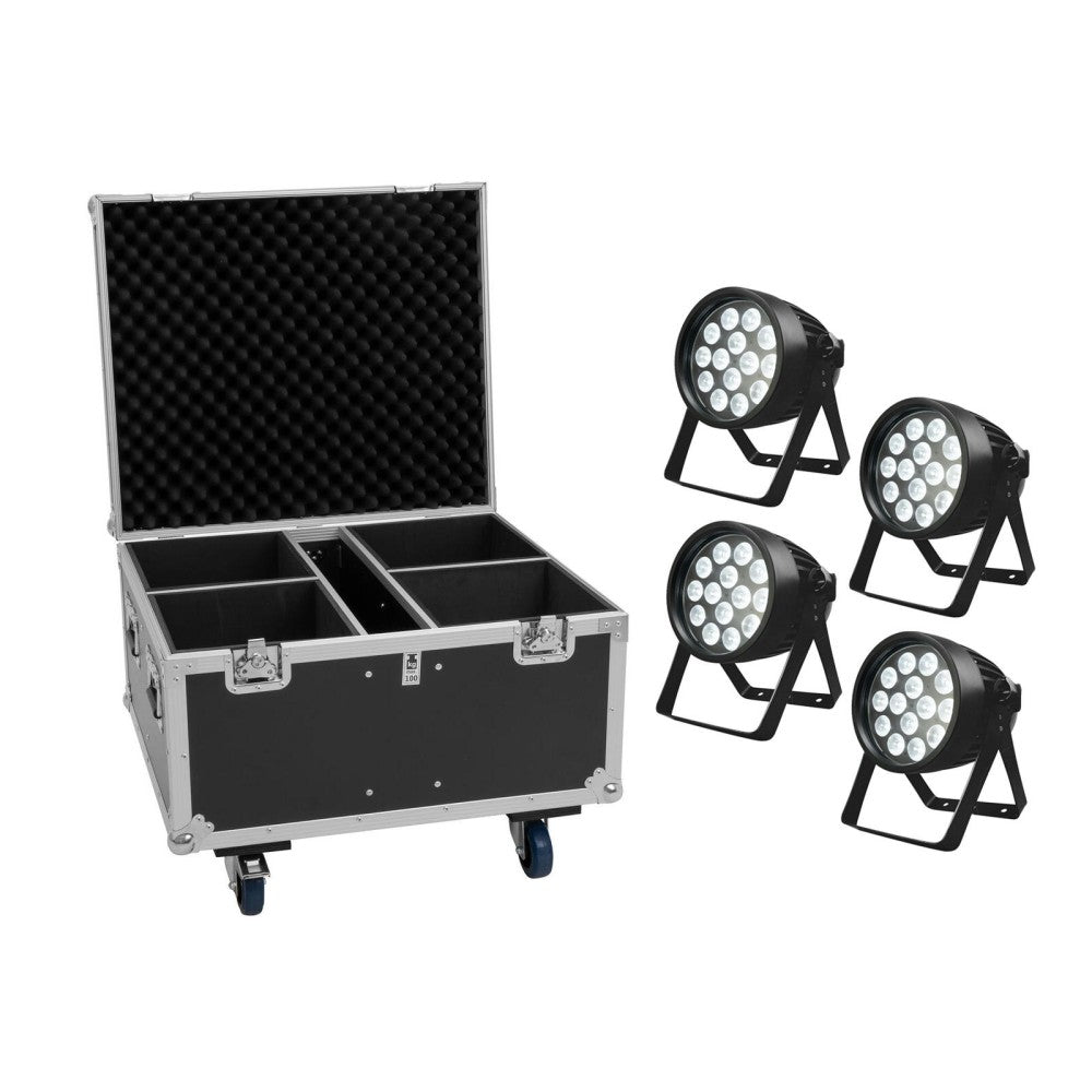 EUROLITE Set 4x LED IP PAR 14x10W HCL + Flightcase