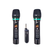 LONE AUDIO Wireless dual microphone system, 2 handheld transmitters, 1 Bluetooth receiver, 60 m range, adjustable settings
