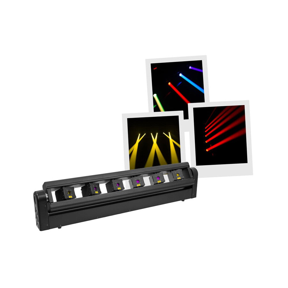 Evolite 6 × 1000 mW RGB laser bar, motorised scanning, TTL, DMX, stand-alone or music modes