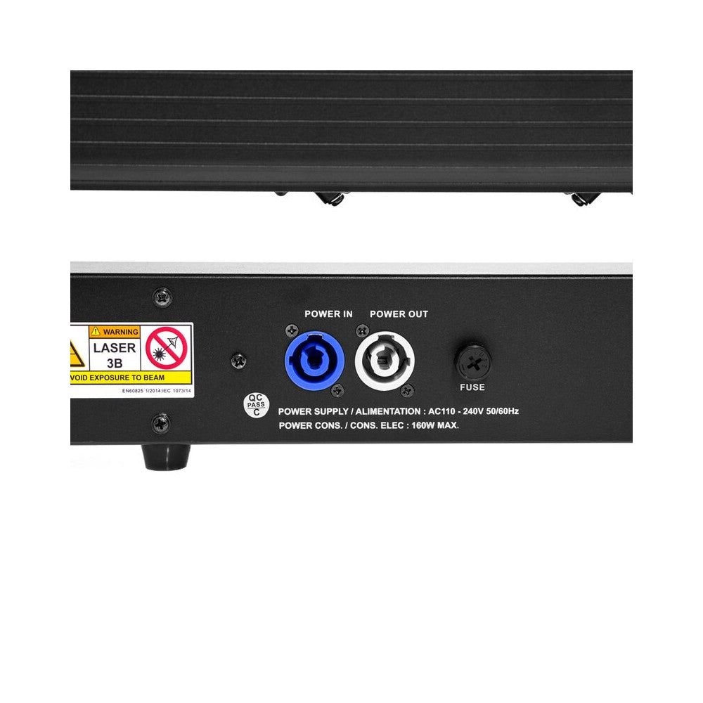 Evolite 6 x 1000 mW RGB laser bar, motorised scanning, TTL, DMX, stand-alone or music modes