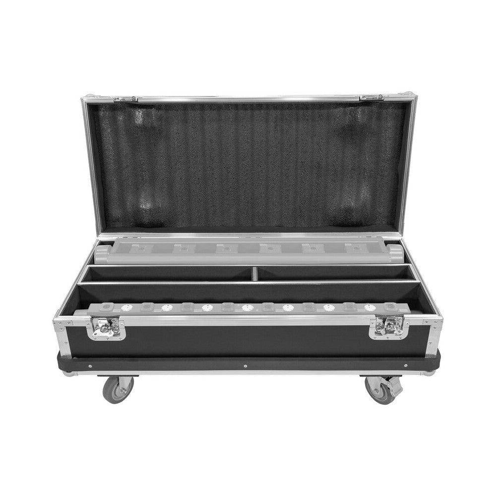 Evolite Flight case for 2 laser bars, with castors and Evolite 8X500RED, 6X400RGB, 6X1000RGB compatibility