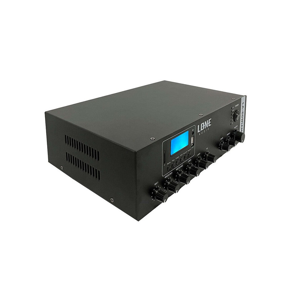 LONE AUDIO 120 W, 70 / 100 V o 4 ohmios, amplificador con streaming Wi-Fi y reproductor multimedia