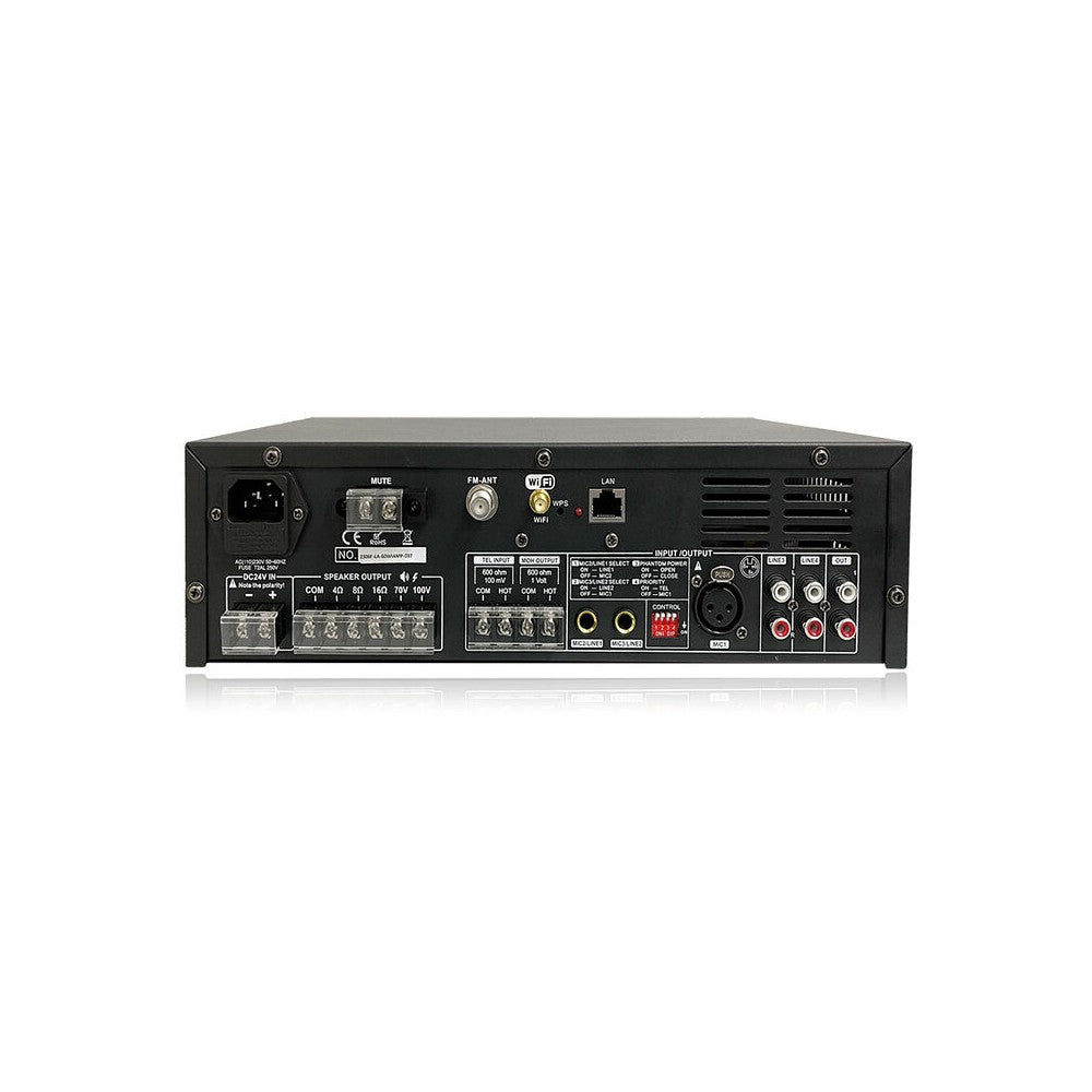 LONE AUDIO 120 W, 70 / 100 V o 4 ohmios, amplificador con streaming Wi-Fi y reproductor multimedia