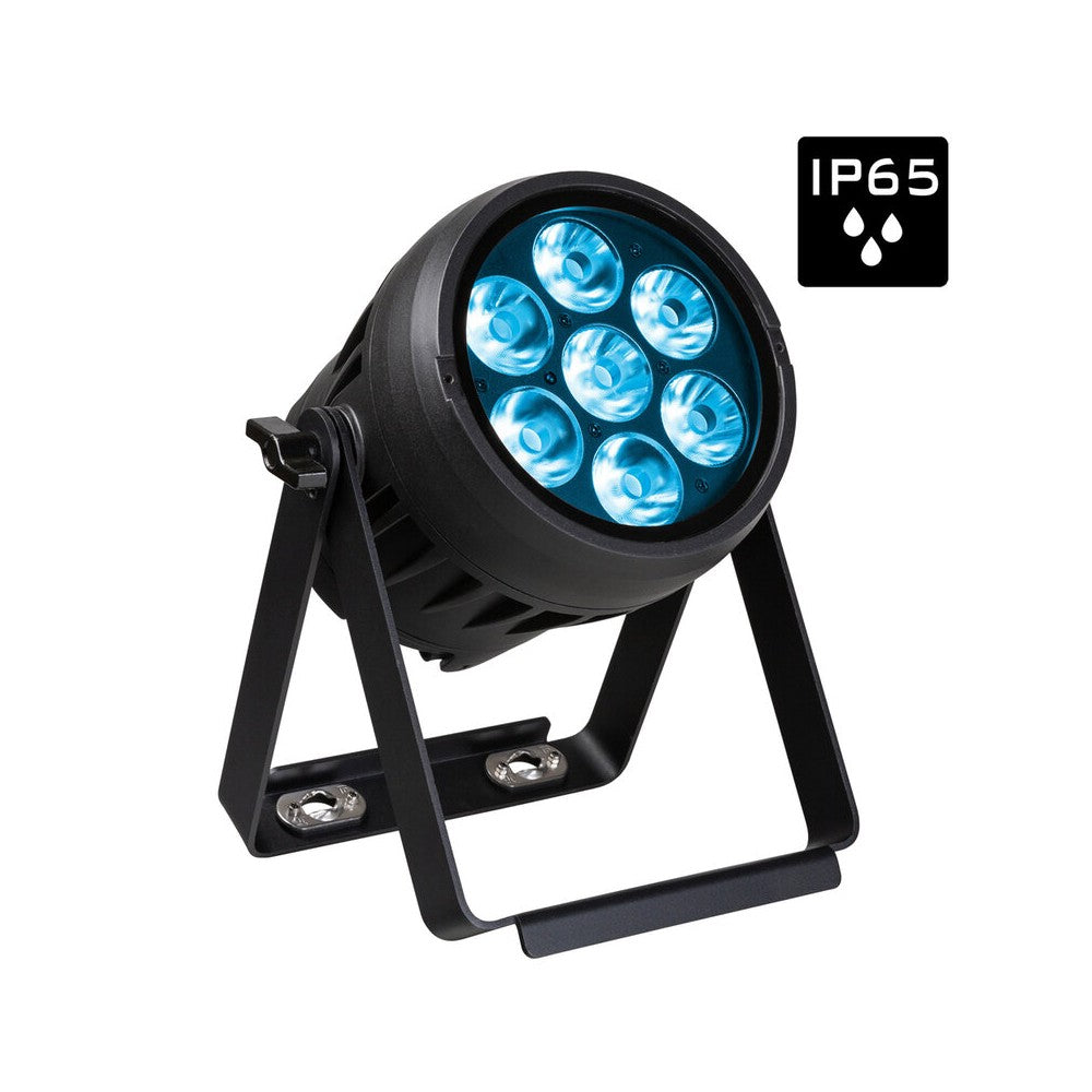 Briteq IP65 round 7 x 10 W RGBL ACCU projector + WDMX, battery operated