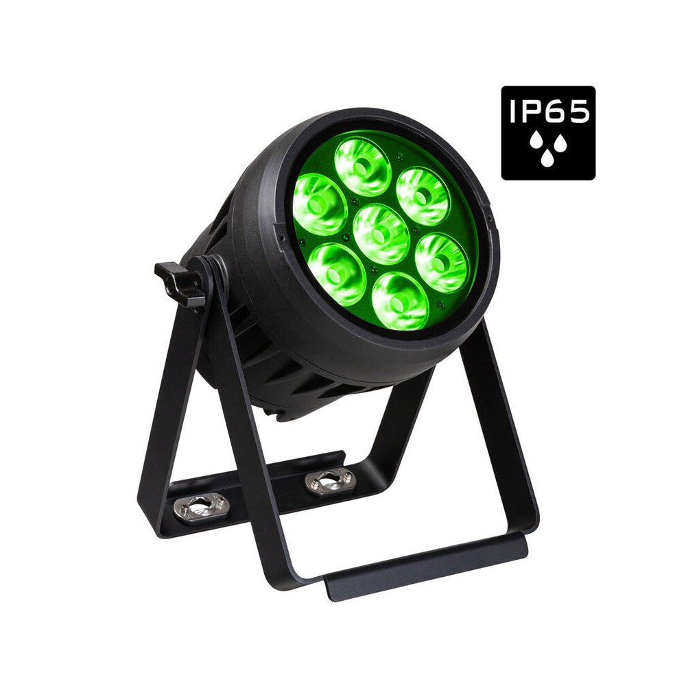 Briteq IP65 round 7 x 10 W RGBL ACCU projector + WDMX, battery operated