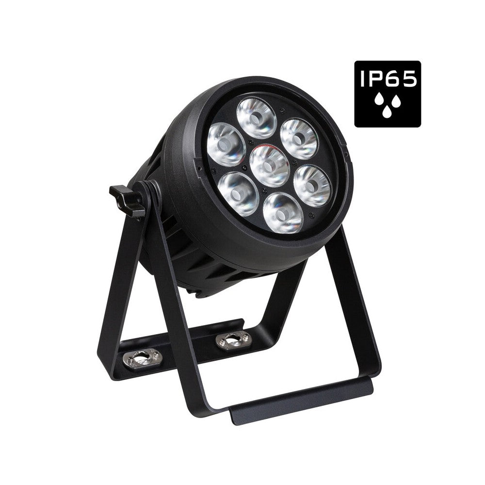 Briteq IP65 round 7 x 10 W RGBL ACCU projector + WDMX, battery operated