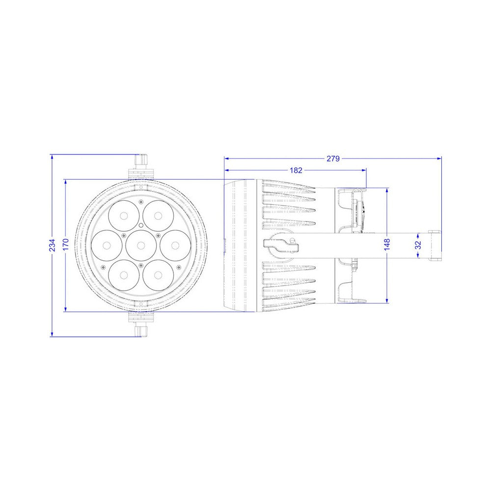 Briteq IP65 round 7 x 10 W RGBL ACCU projector + WDMX, battery operated