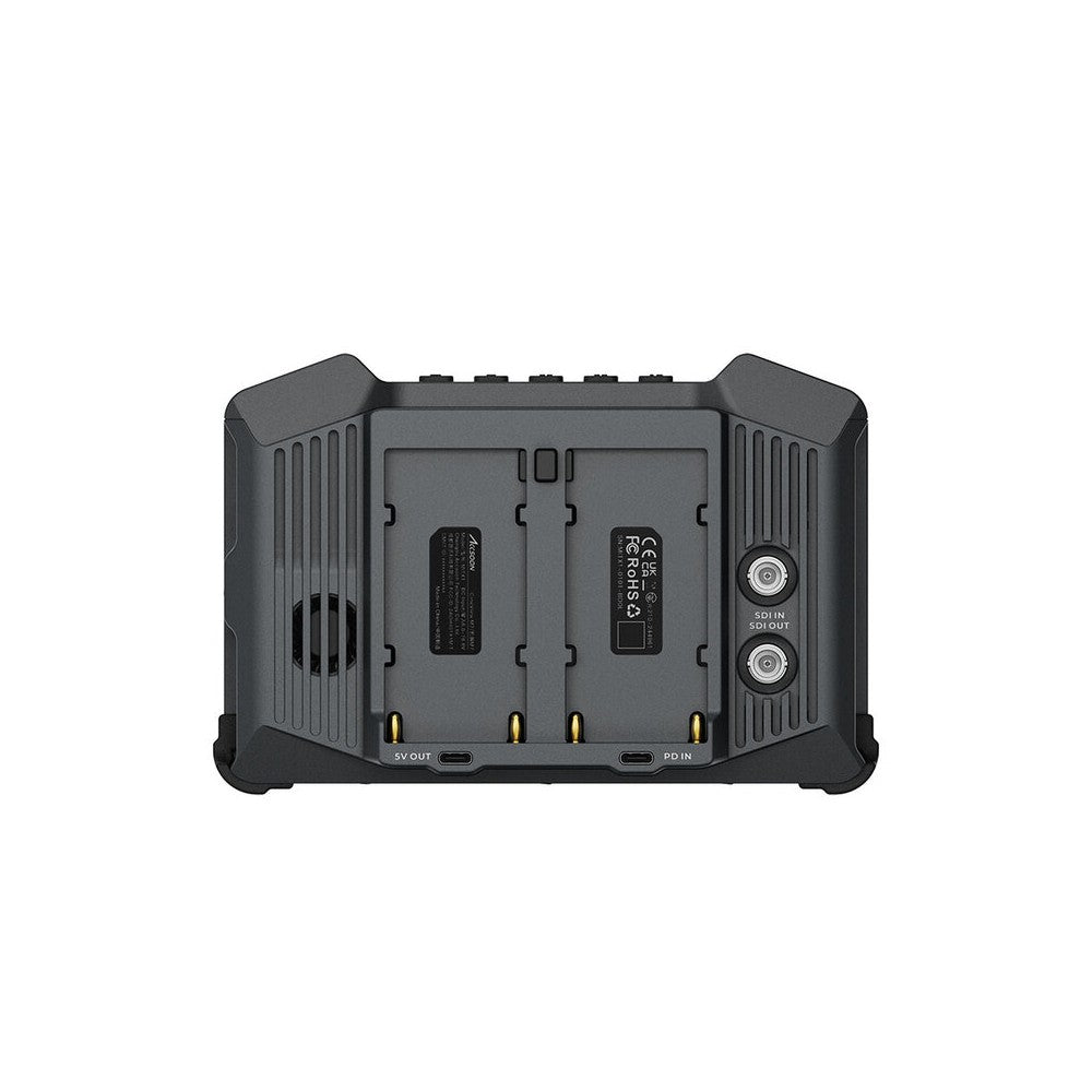 ACCSOON 7" smart monitor with a LCD touchscreen, internal video recording, HDMI and SDI connectivity, multiple power options, An