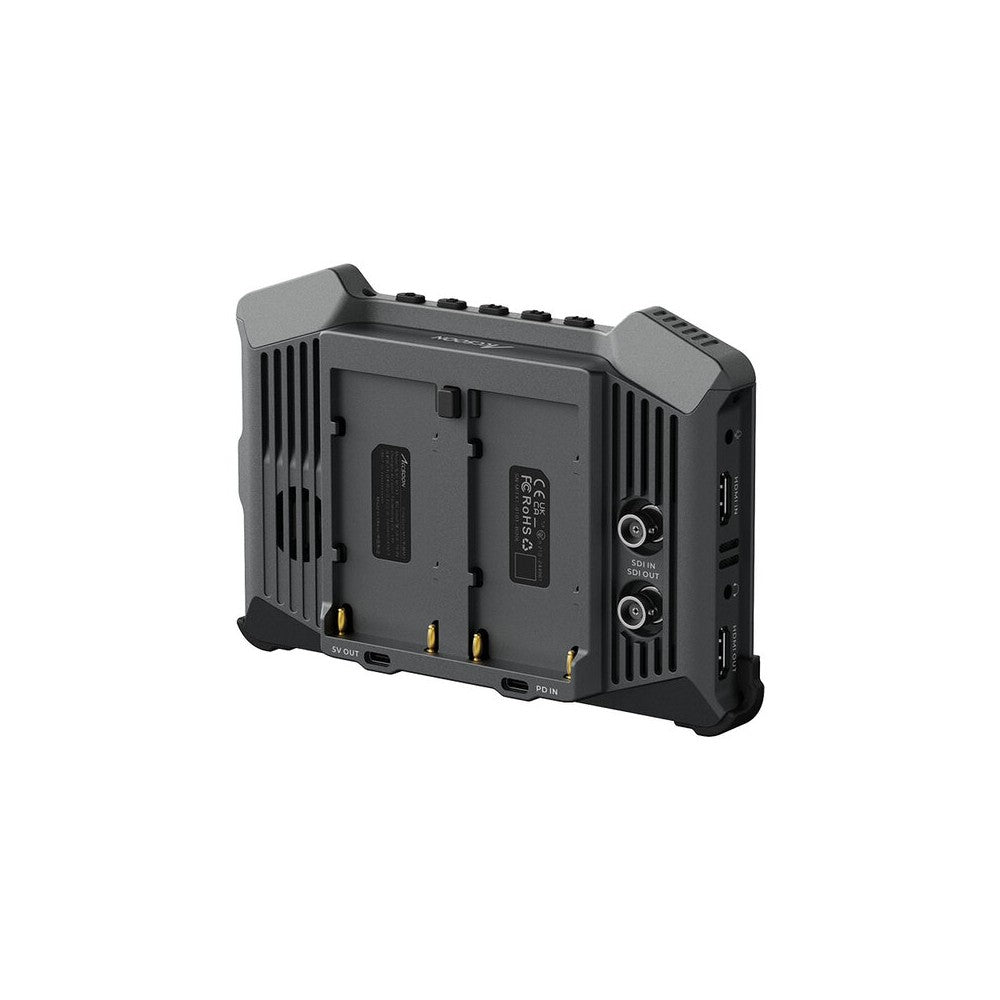 Monitor inteligente ACCSOON de 7" con pantalla táctil LCD, grabación de video interna, conectividad HDMI y SDI, múltiples opciones de alimentación, un