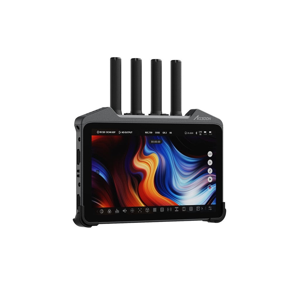 ACCSOON 7" smart monitor with LCD touchscreen, wireless video transmission and reception, internal video recording, HDMI and S