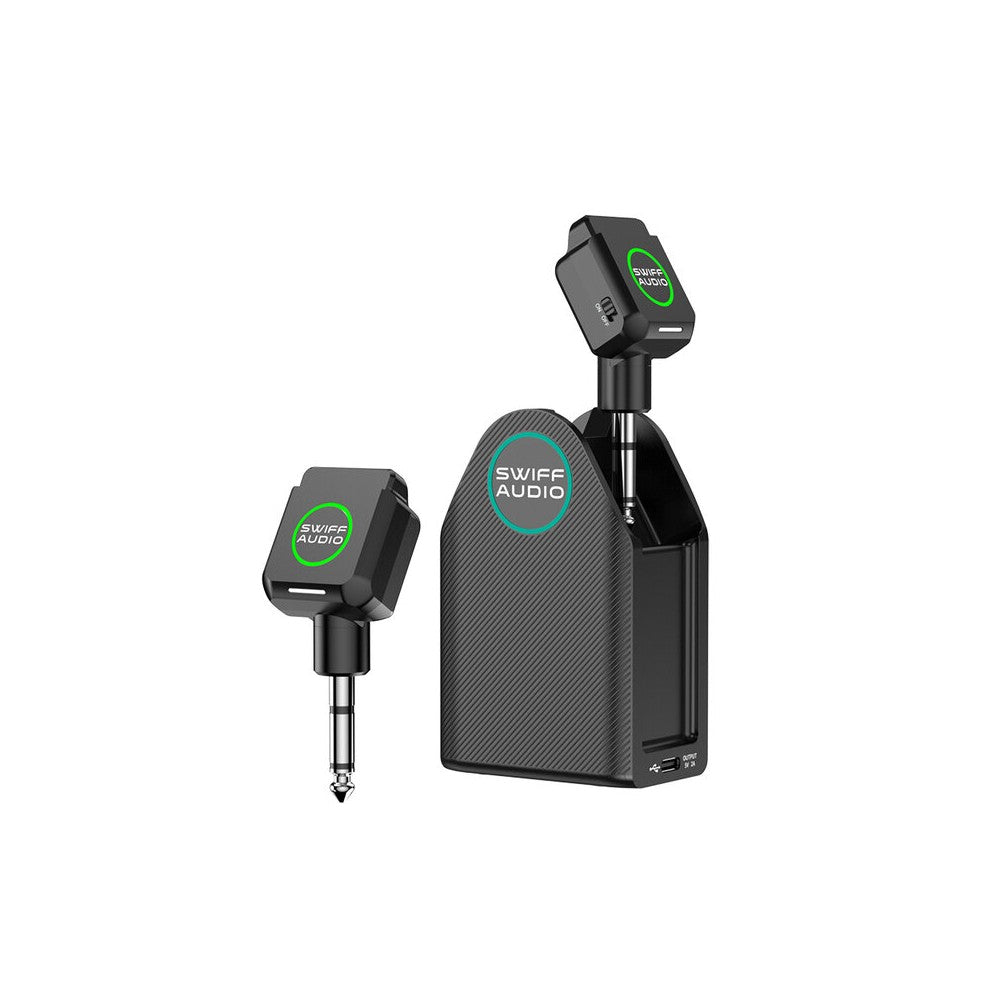 SWIFF AUDIO 5.8 GHz digital wireless systems, 1 TX + 1 RX + Type-C high-speed charging case, 6.35 mm jack audio interface, range