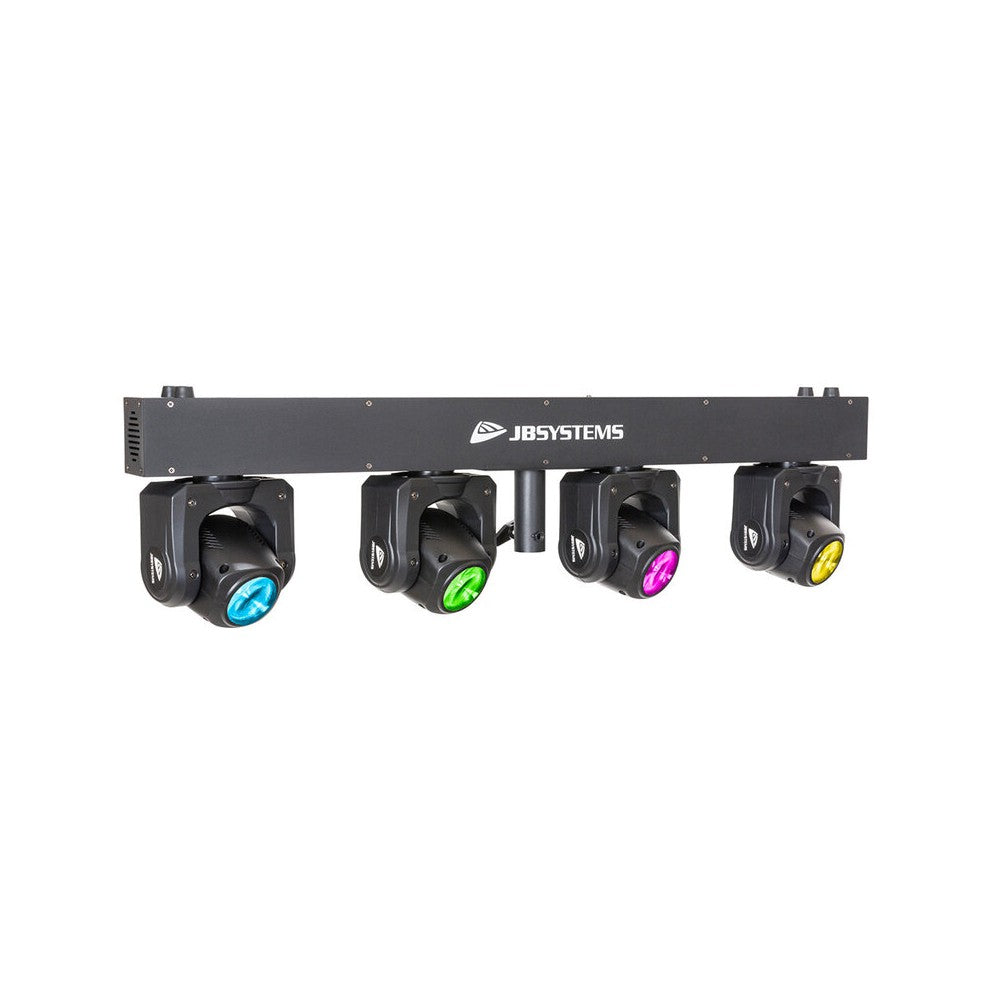 JB Systems 4x 40 W RGBW moving wash lights on a bar