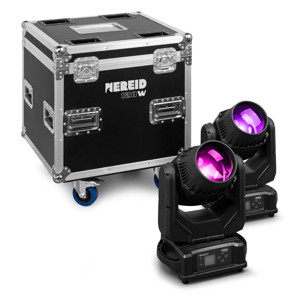 Beamz Pro Nereid120W LED IP65 2 Teste Mobili Beam con Flightcase