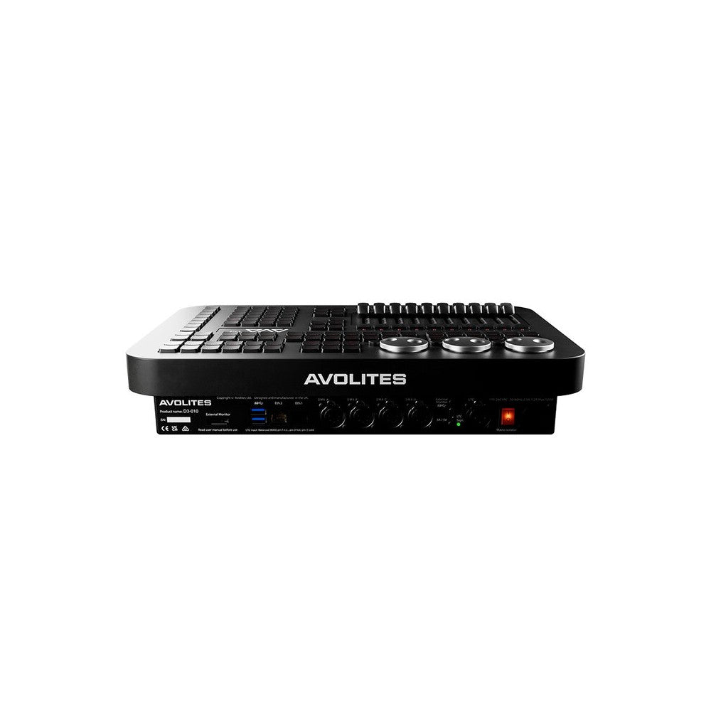Consola de iluminación potente de Avolites con 10 faders de reproducción, 76 teclas Cherry MX retroiluminadas, soporte para 8 universos DMX (4096 canales
