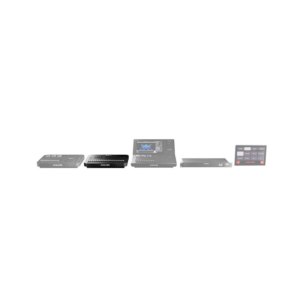 Expansión de hardware Avolites para sistemas D3 con 20 faders de reproducción de 60 mm, 30 teclas retroiluminadas Cherry MX de perfil bajo para macros