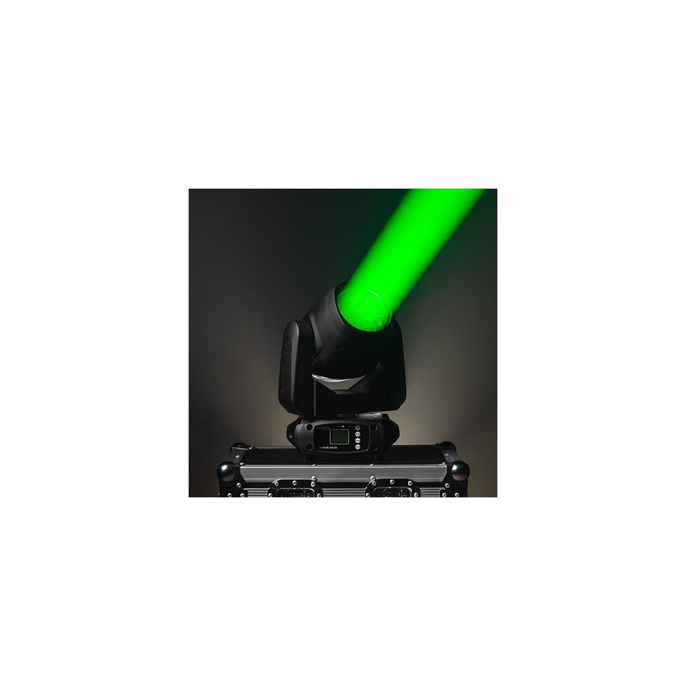 Evolite Set of 2 compact moving heads, Beam type, 100 W white LED (7500 K), 3° beam angle, motorized focus, 12 colors wheel, 14