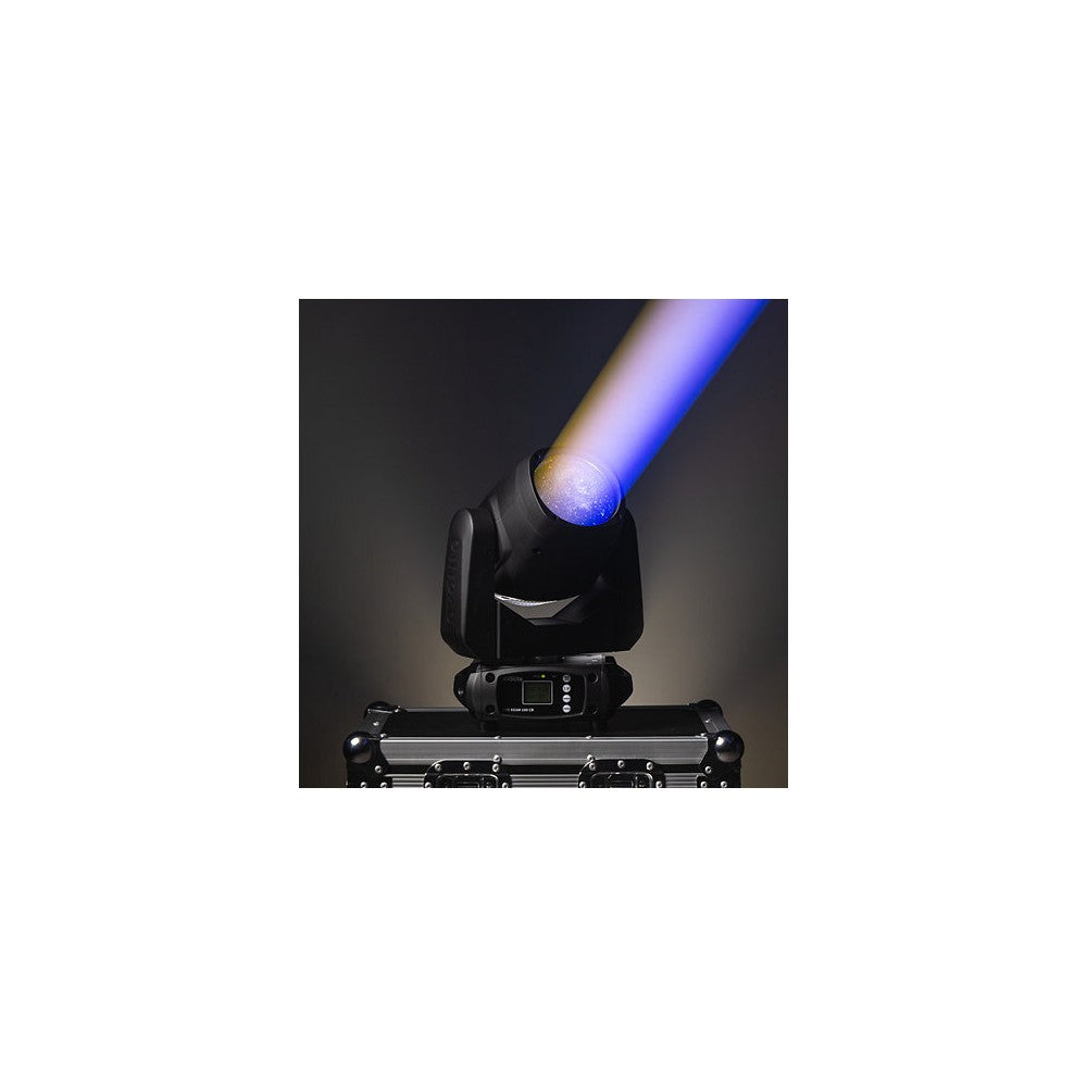 Evolite Set of 2 compact moving heads, Beam type, 100 W white LED (7500 K), 3° beam angle, motorized focus, 12 colors wheel, 14