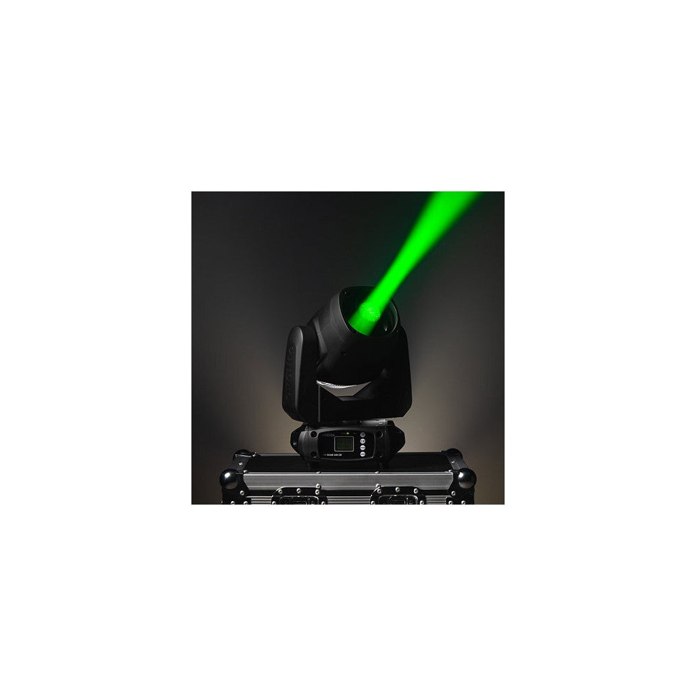 Evolite Set of 2 compact moving heads, Beam type, 100 W white LED (7500 K), 3° beam angle, motorized focus, 12 colors wheel, 14