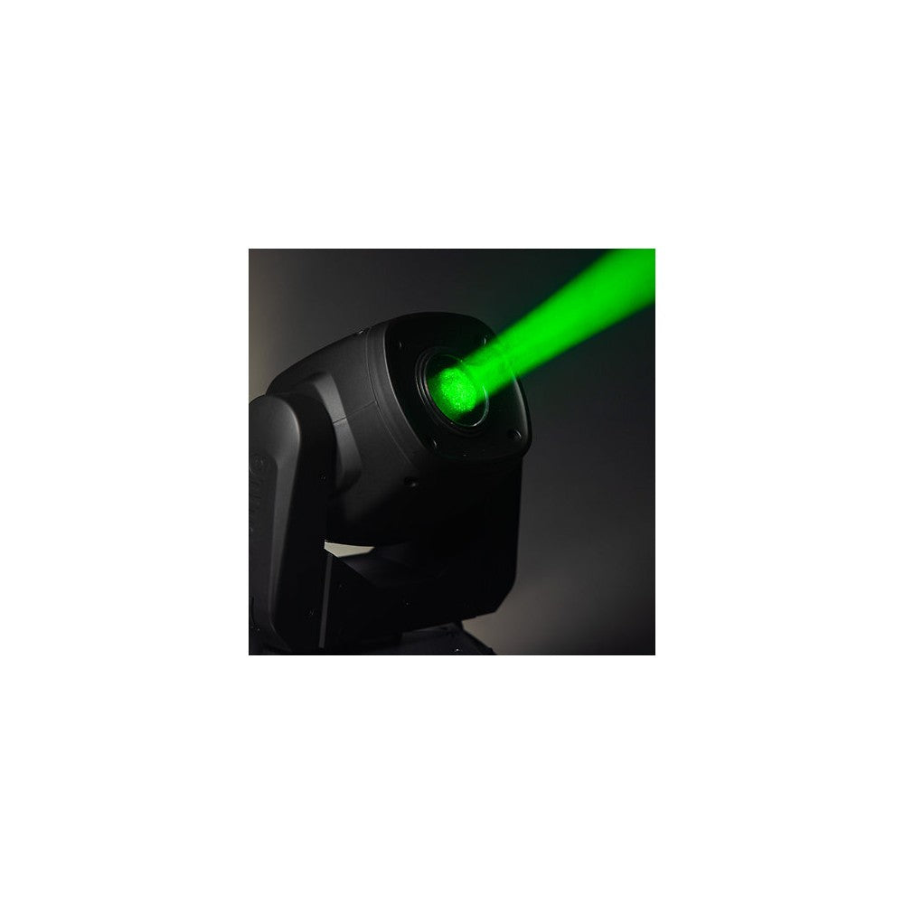 Evolite Compact 100 W cabezal móvil LED, haz de 13°, enfoque motorizado, gobos giratorios, rueda de 7 colores, prisma de 3 facetas, modos DMX duales
