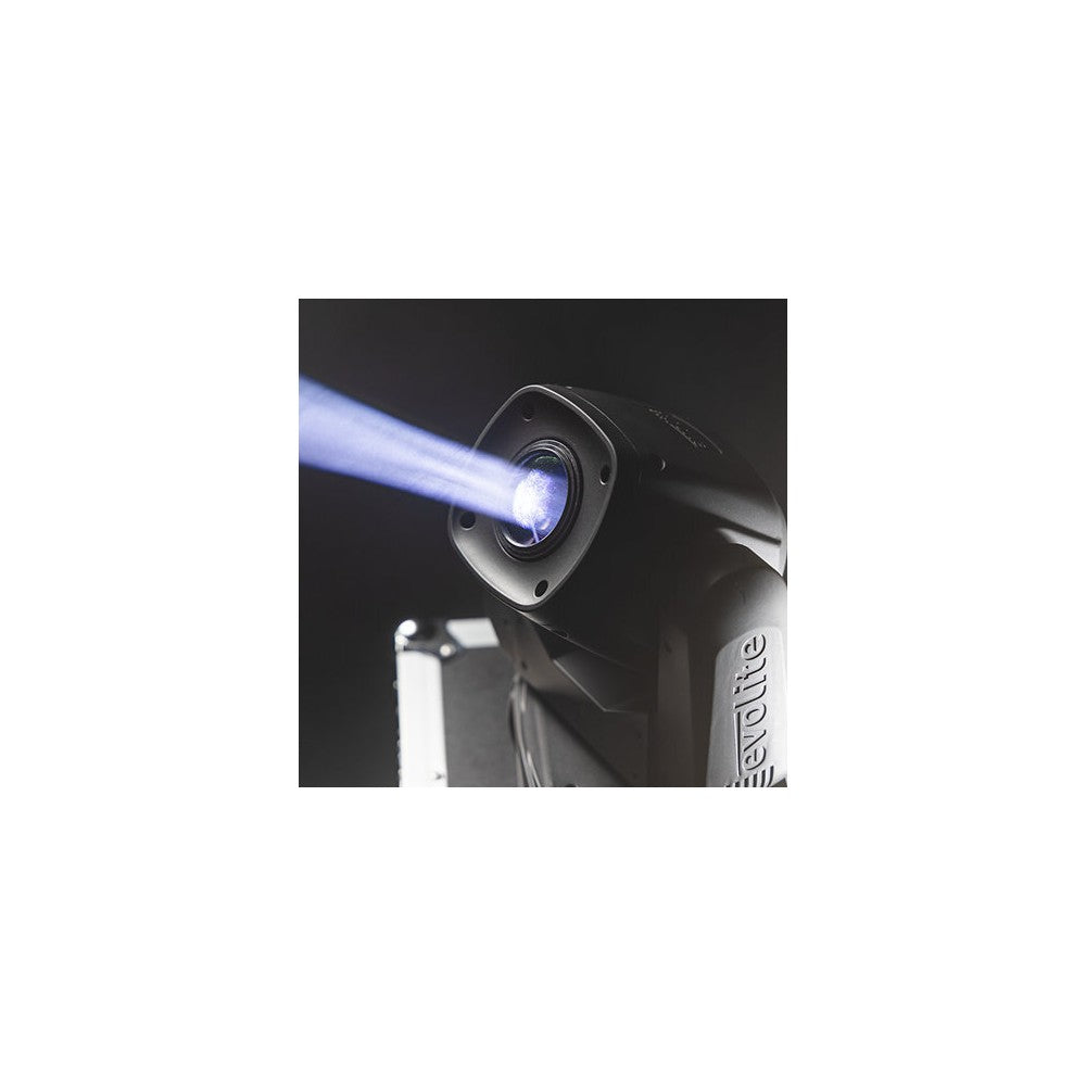 Evolite Compact 100 W cabezal móvil LED, haz de 13°, enfoque motorizado, gobos giratorios, rueda de 7 colores, prisma de 3 facetas, modos DMX duales