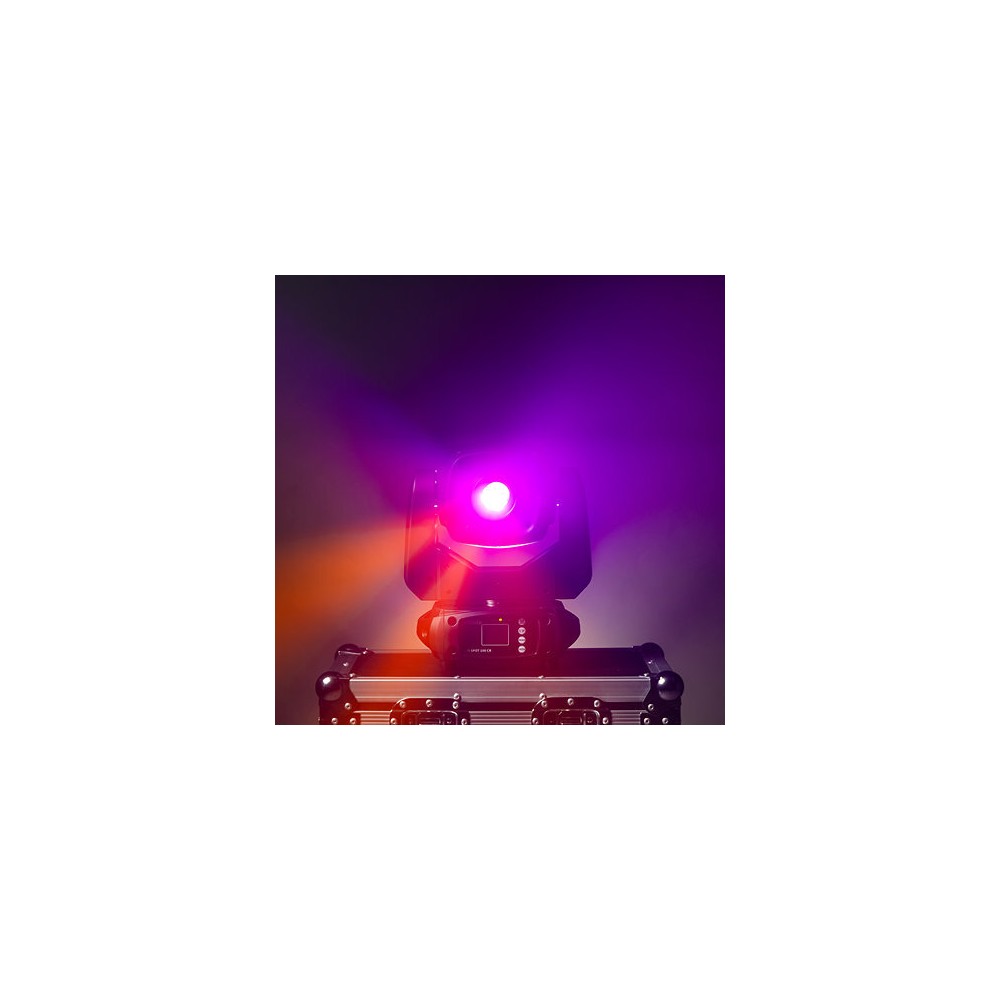 Evolite Set of 2 compact 100 W LED moving heads, 13° beam, motorized focus, rotating gobos, 7-color wheel, 3-facet prism, dual D
