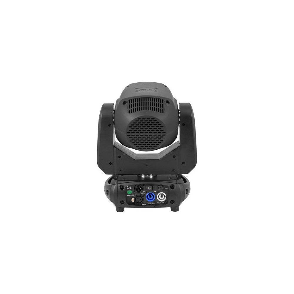 Evolite Set of 2 compact 100 W LED moving heads, 13° beam, motorized focus, rotating gobos, 7-color wheel, 3-facet prism, dual D