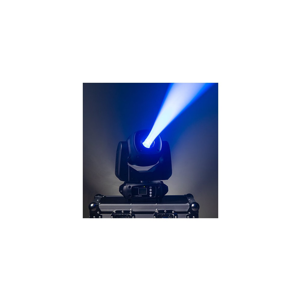 Evolite Set of 2 compact 100 W LED moving heads, 13° beam, motorized focus, rotating gobos, 7-color wheel, 3-facet prism, dual D