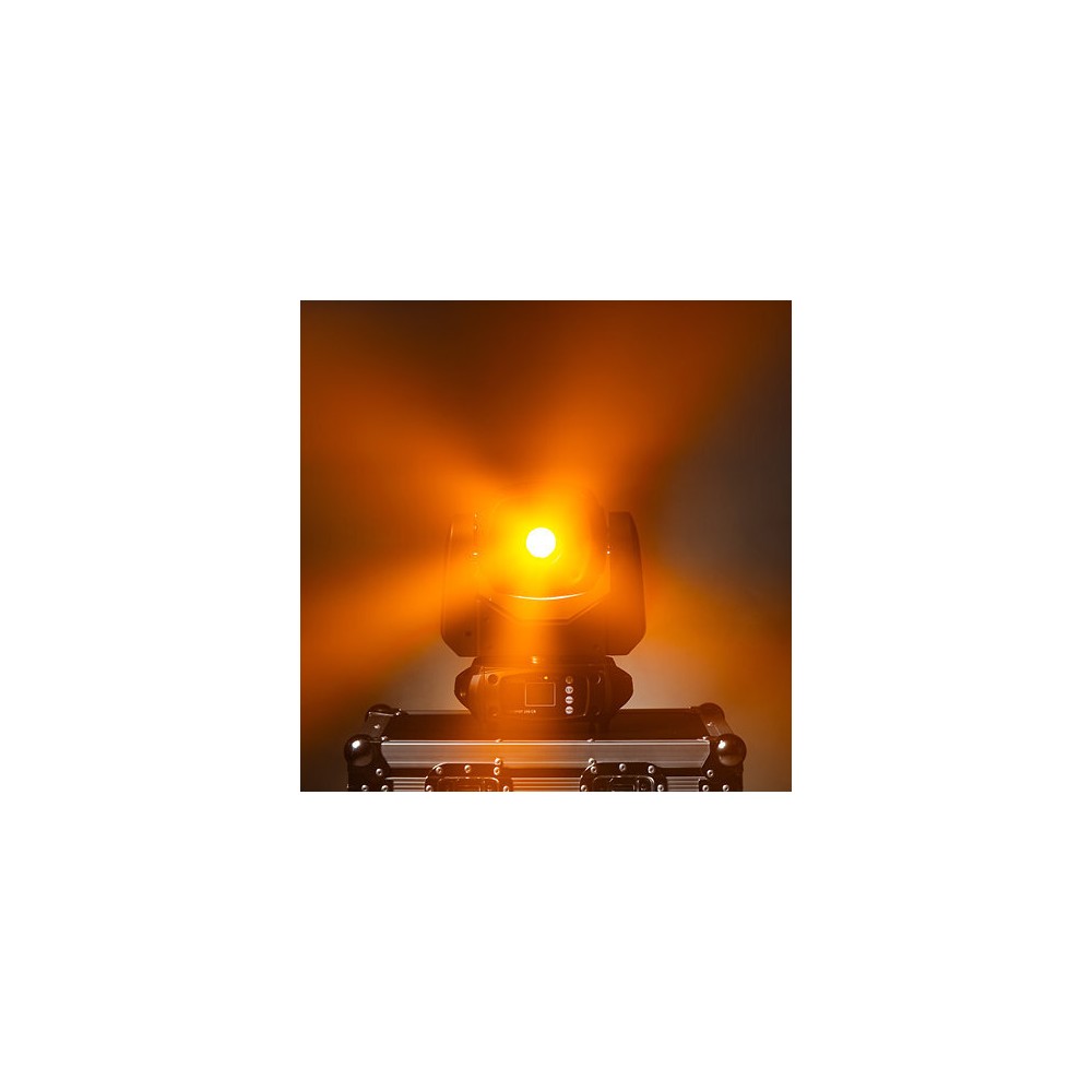 Evolite Set of 2 compact 100 W LED moving heads, 13° beam, motorized focus, rotating gobos, 7-color wheel, 3-facet prism, dual D