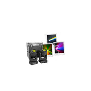 Evolite 350 W hybrid head Beam / Spot / Wash, motorised zoom, fixed / rotating Gobos, 3-facet prism, set with 2 pcs. + flight ca
