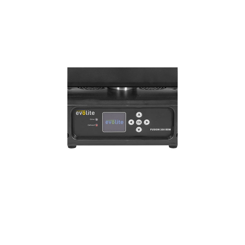 Evolite 350 W hybrid head Beam / Spot / Wash, motorized zoom, fixed / rotating gobos, 3-facet prism, set of 2 + flight case