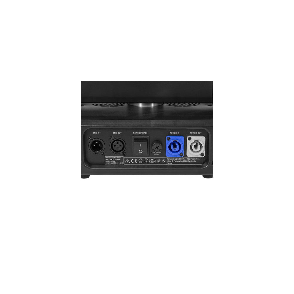 Evolite 350 W hybrid head Beam / Spot / Wash, motorized zoom, fixed / rotating gobos, 3-facet prism, set of 2 + flight case