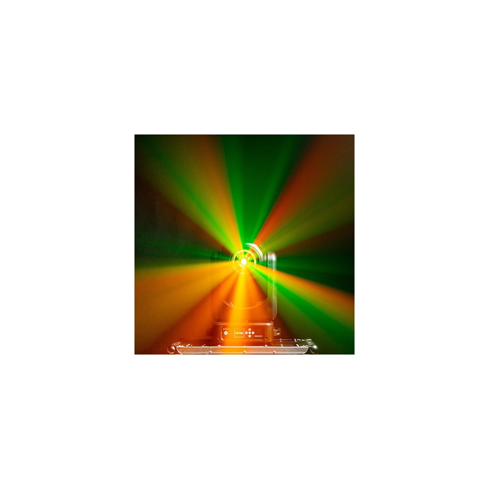 Evolite 350 W hybrid head Beam / Spot / Wash, motorized zoom, fixed / rotating gobos, 3-facet prism, set of 2 + flight case