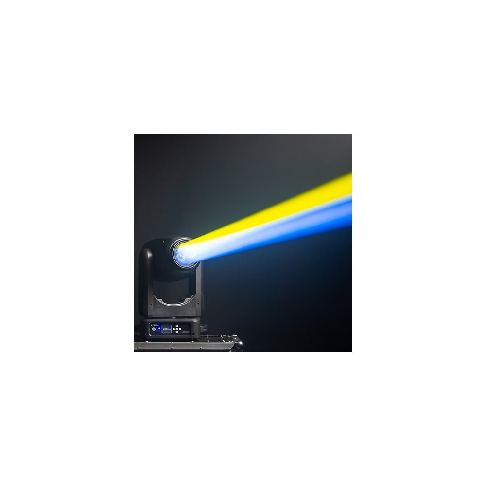 Evolite 350 W hybrid head Beam / Spot / Wash, motorized zoom, fixed / rotating gobos, 3-facet prism, set of 2 + flight case