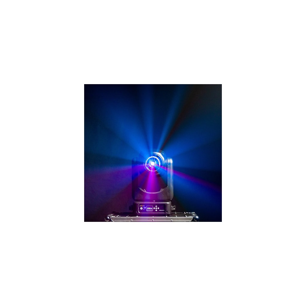 Evolite 350 W hybrid head Beam / Spot / Wash, motorized zoom, fixed / rotating gobos, 3-facet prism, set of 2 + flight case