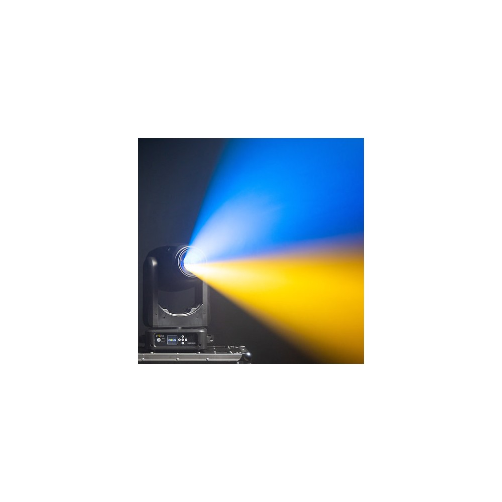 Evolite 350 W hybrid head Beam / Spot / Wash, motorized zoom, fixed / rotating gobos, 3-facet prism, set of 2 + flight case