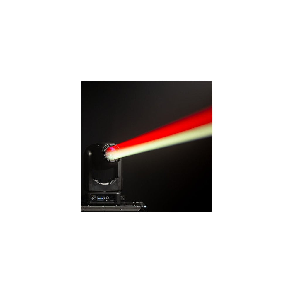 Evolite 350 W hybrid head Beam / Spot / Wash, motorized zoom, fixed / rotating gobos, 3-facet prism, set of 2 + flight case