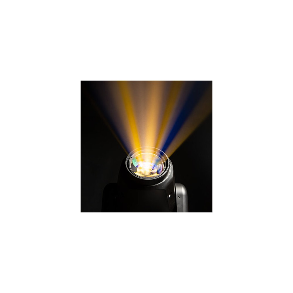 Evolite 350 W hybrid head Beam / Spot / Wash, motorized zoom, fixed / rotating gobos, 3-facet prism, set of 2 + flight case