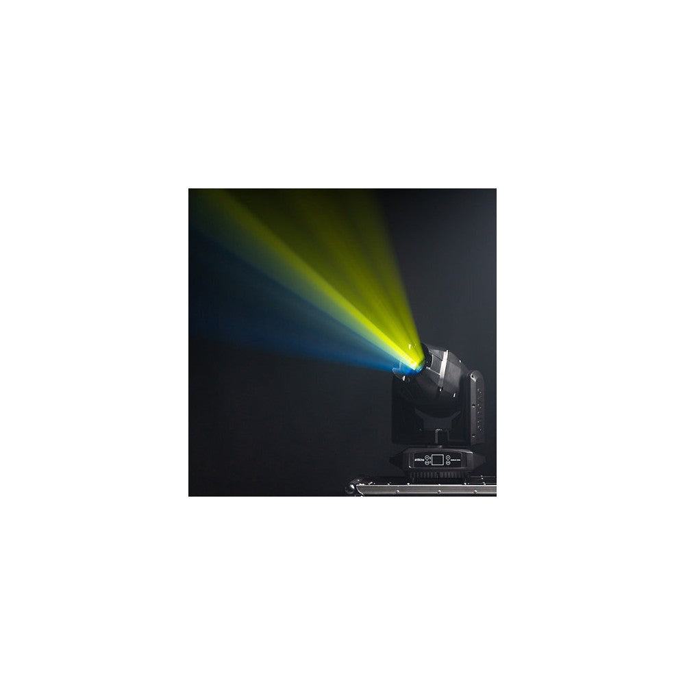 Evolite 250 W floodlight, 4° - 40° zoom, fixed / rotating Gobos, IP65, DMX / auto / sound control
