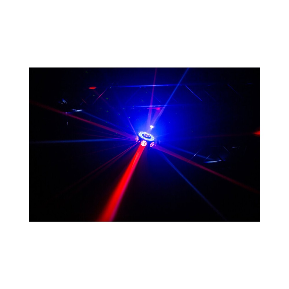 JB Systems Compact 4-in-1 light effect, 3  x 50 mW RGB lasers, 3 x 10 W orange strobes, 28 x 3 W RGBW LEDs and 108 x RGB 3-in-1