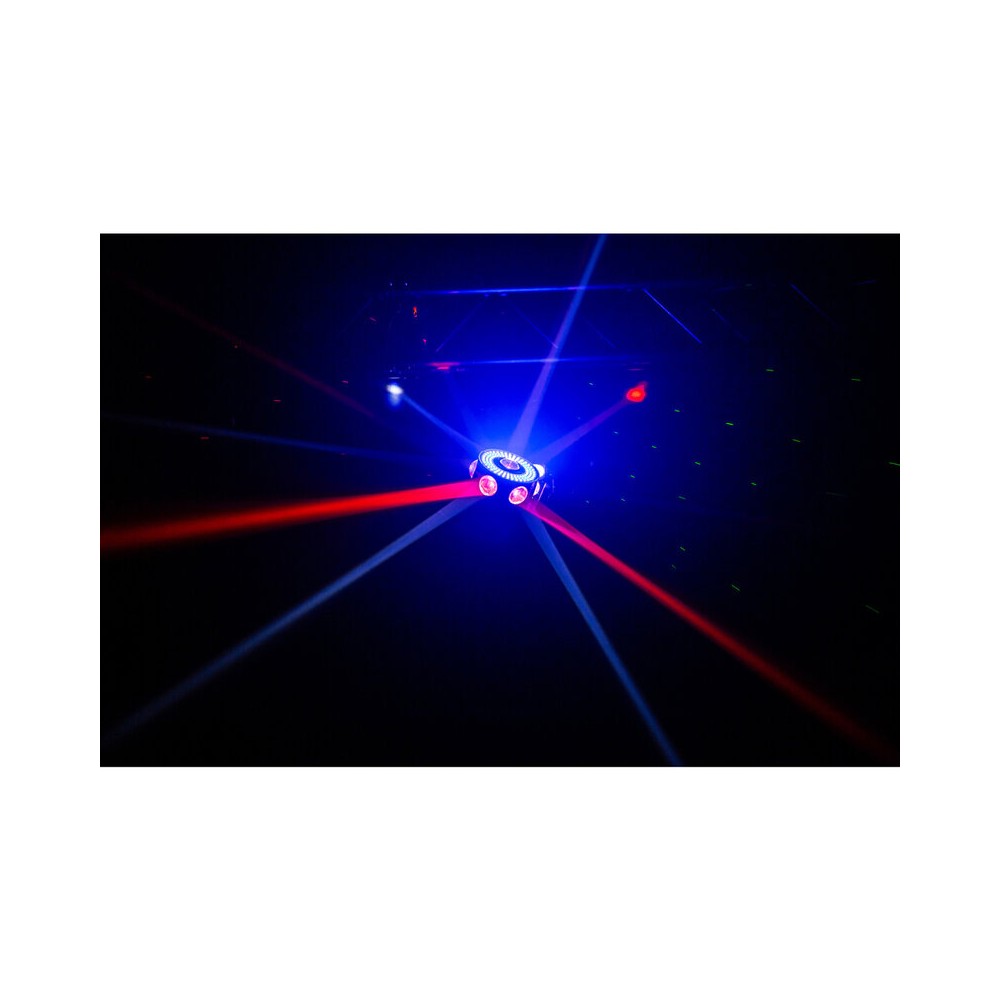 JB Systems Compact 4-in-1 light effect, 3  x 50 mW RGB lasers, 3 x 10 W orange strobes, 28 x 3 W RGBW LEDs and 108 x RGB 3-in-1